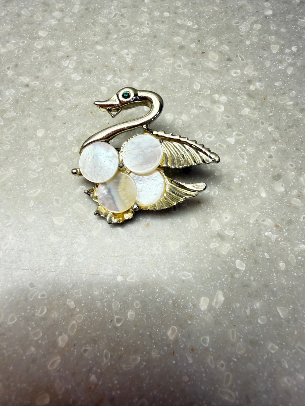 Swan Brooch with Mother-of-Pearl Accents